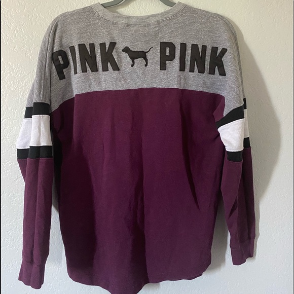Victoria Secret PINK Sweatshirt Burgundy and Grey - Picture 2 of 4